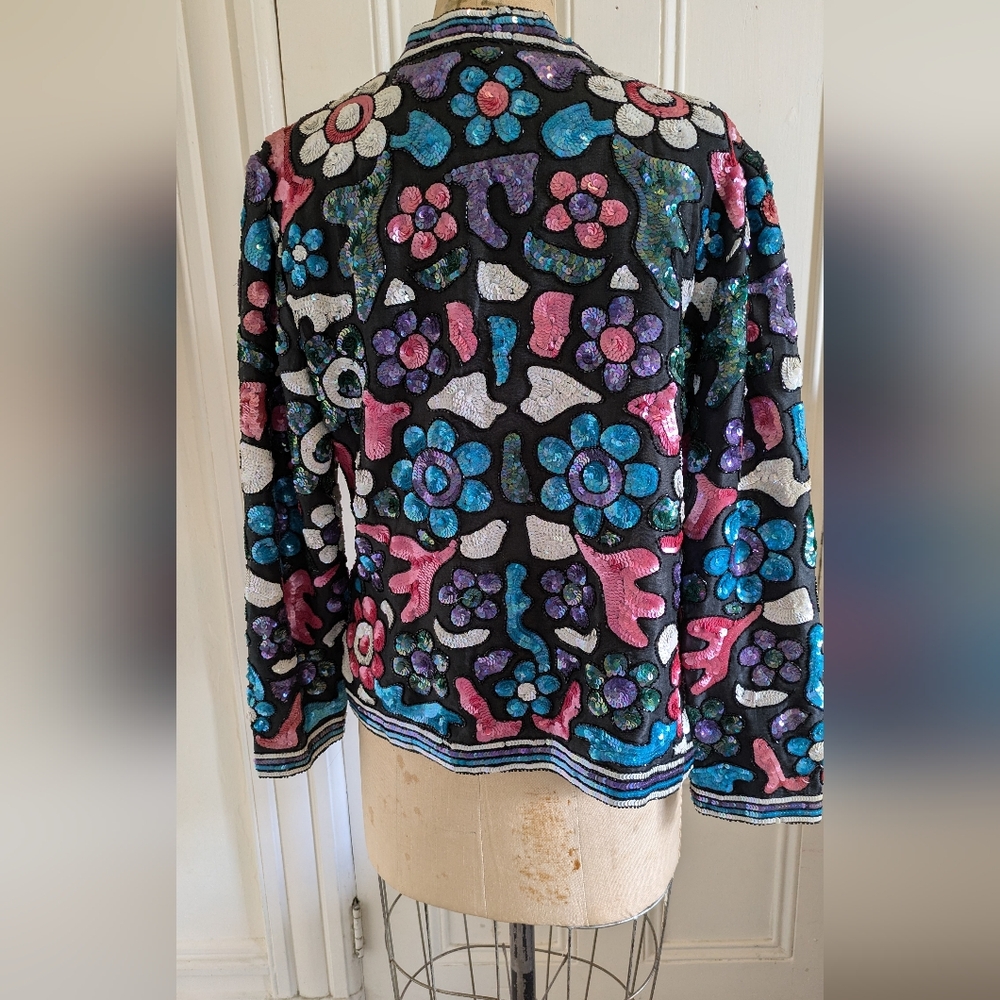 Baluchi Creation Vintage Sequin embroided Blazer Small Designer 80s